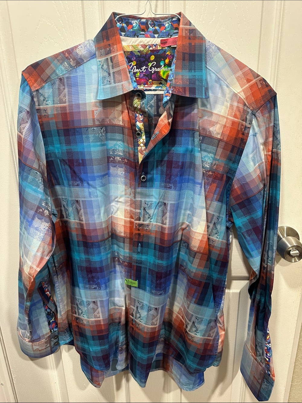 Robert Graham Men's Plaid Button-Down Shirt in Blue & Orange